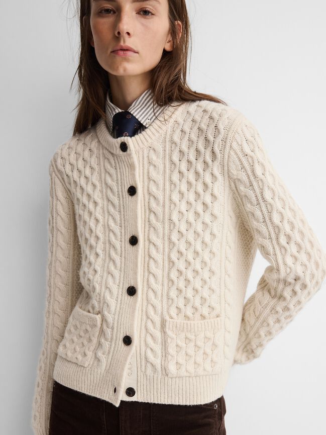 Gap × A.P.C. Wool Cable-Knit Cardigan gap a p c wool cable knit cardigan