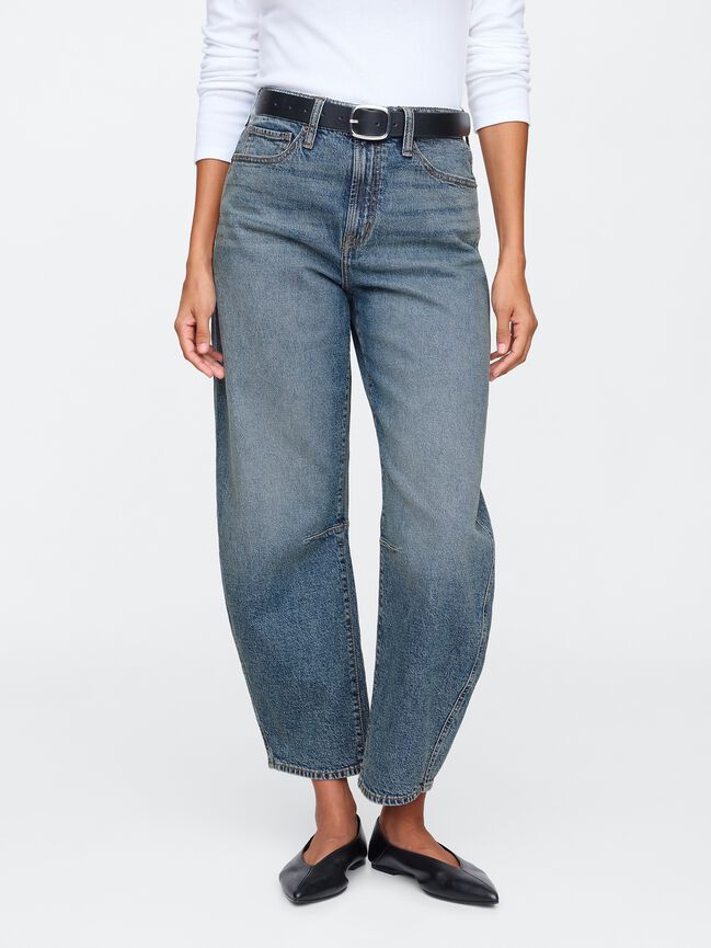 High Rise Barrel Jeans gap high rise barrel jeans