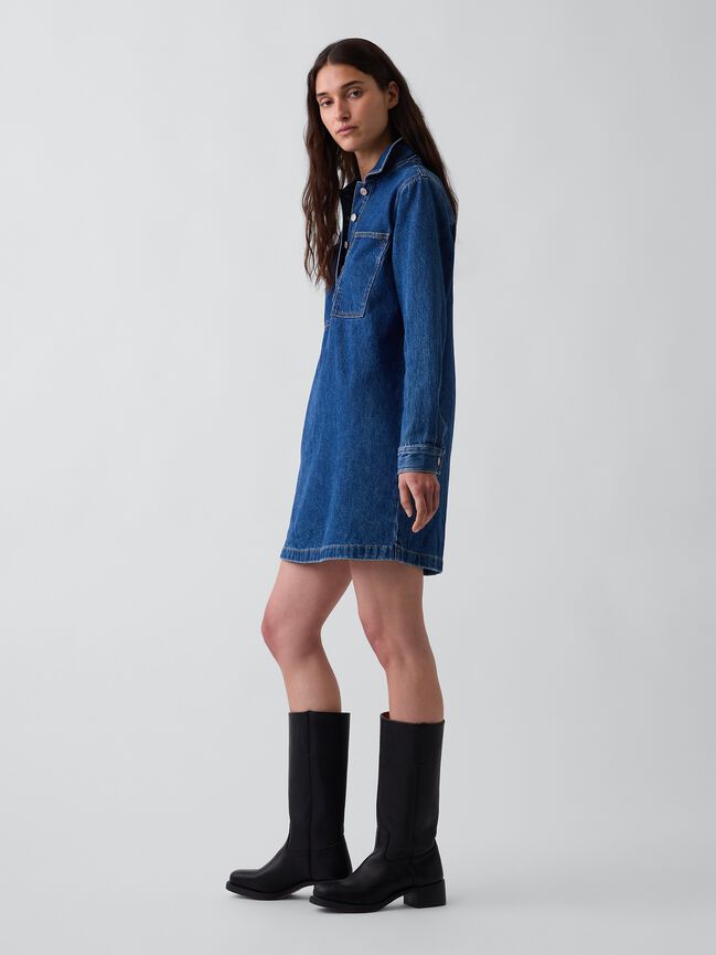 Denim Mini Shift Dress gap denim mini shift dress