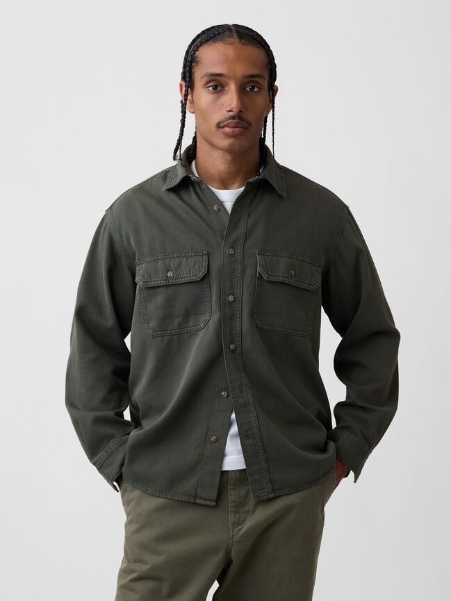 UltraSoft Denim Relaxed Utility Shirt gap ultrasoft denim relaxed utility shirt