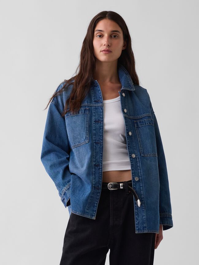 جاكيت قميص دينيم أوفرسايز gap جاكيت قميص دينيم أوفرسايز