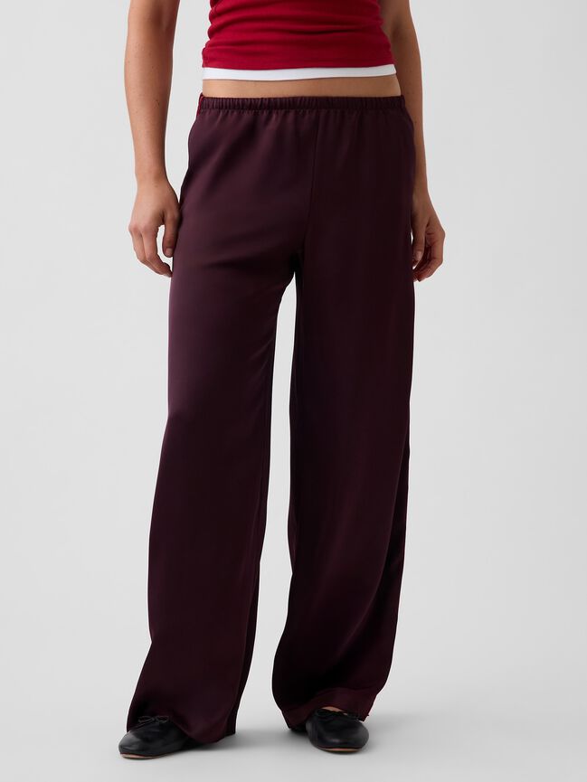 Satin Easy Wide-Leg Pants gap satin easy wide leg pants