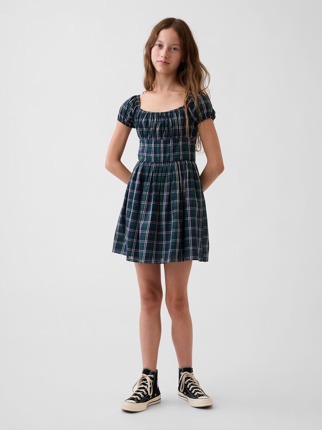 Kids Puff-Sleeve Dress gap kids puff sleeve dress