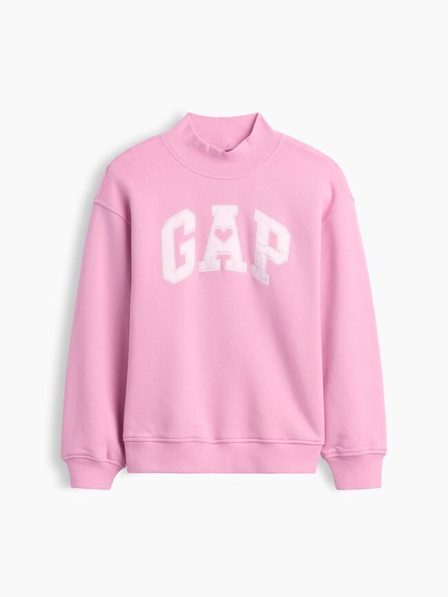 سويت شيرت أوفرسايز برقبة عالية وشعار للأطفال gap سويت شيرت أوفرسايز برقبة عالية وشعار للأطفال