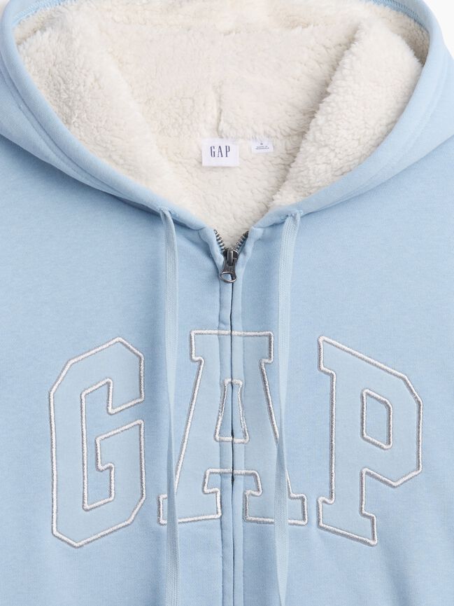 Relaxed Gap Logo Sherpa-Lined Zip Hoodie relaxed gap logo sherpa lined zip hoodie