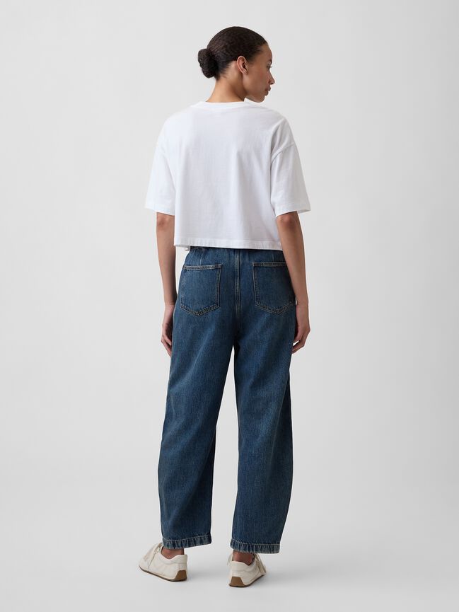 Mid Rise SuperSoft Pull-On Barrel Jeans gap mid rise supersoft pull on barrel jeans