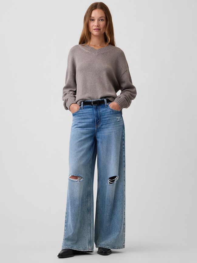Oversized V-Neck Sweater gap oversized v neck sweater