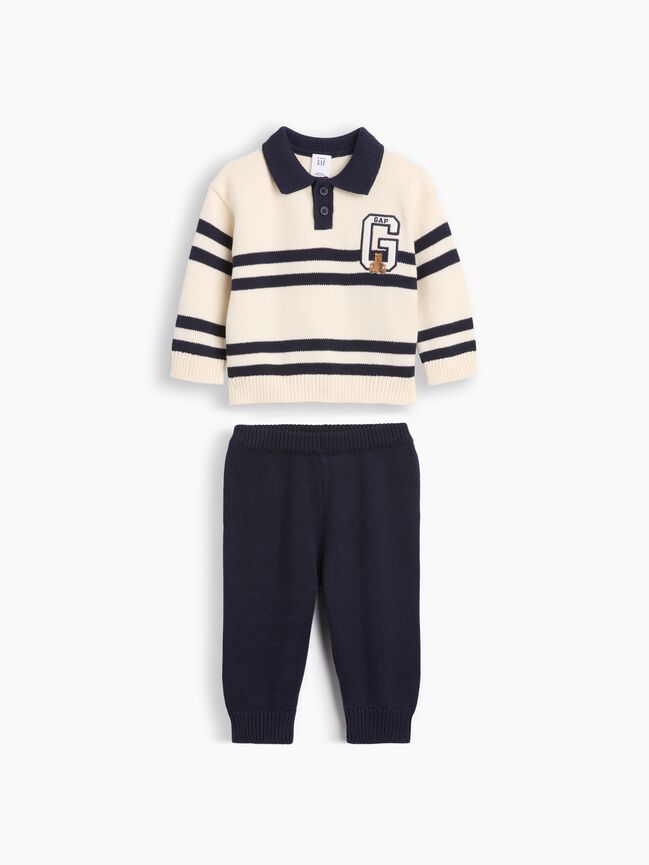 Baby Stripe Polo Sweater Outfit Set gap baby stripe polo sweater outfit set