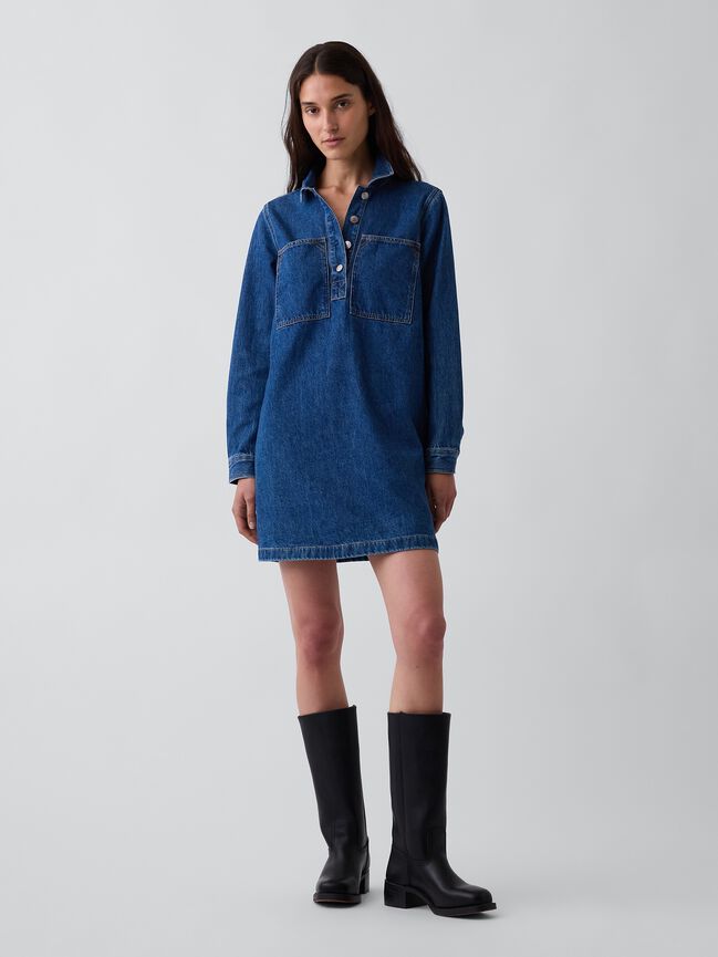 Denim Mini Shift Dress gap denim mini shift dress