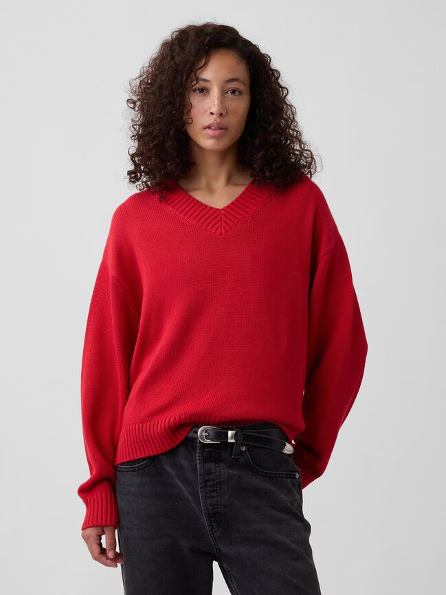 Oversized V-Neck Sweater gap oversized v neck sweater