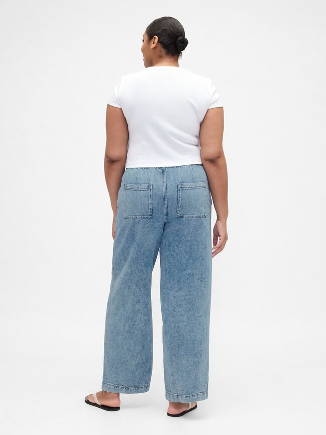 High Rise Pull-On Wide-Leg Jeans gap high rise pull on wide leg jeans