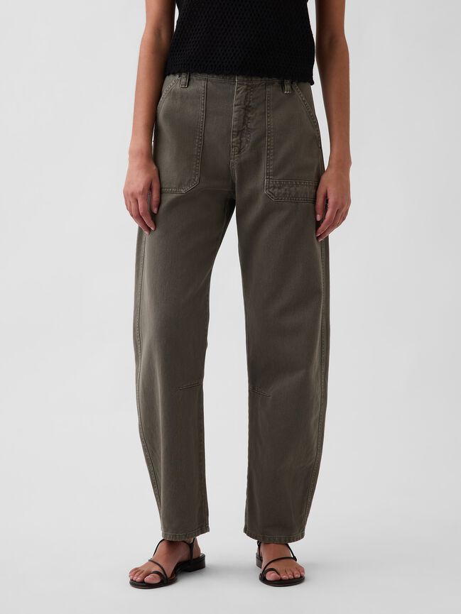 Mid Rise Barrel Utility Ankle Pants gap mid rise barrel utility ankle pants