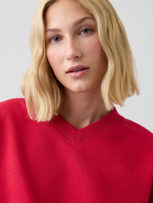 Oversized Wedge V-Neck Sweatshirt gap oversized wedge v neck sweatshirt