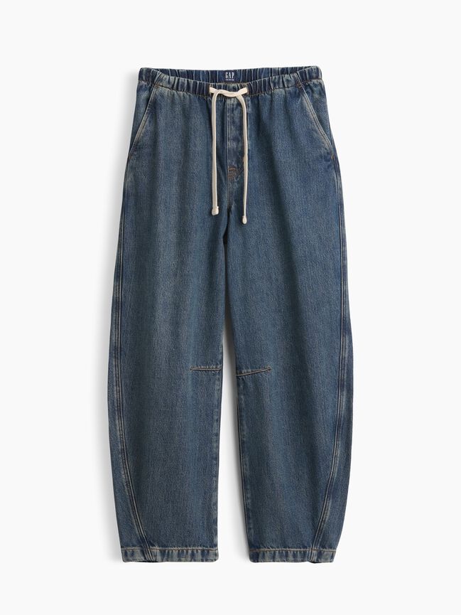 Mid Rise SuperSoft Pull-On Barrel Jeans gap mid rise supersoft pull on barrel jeans