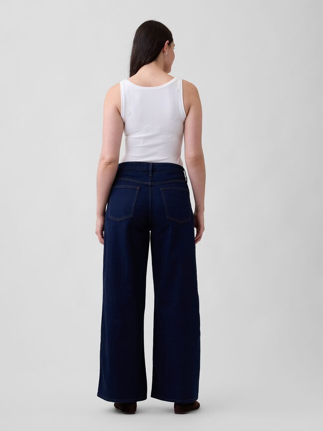 جينز بخصر متوسط وساقين واسعتين gap جينز بخصر متوسط وساقين واسعتين