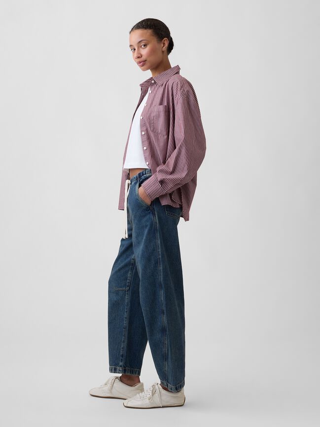 Mid Rise SuperSoft Pull-On Barrel Jeans gap mid rise supersoft pull on barrel jeans
