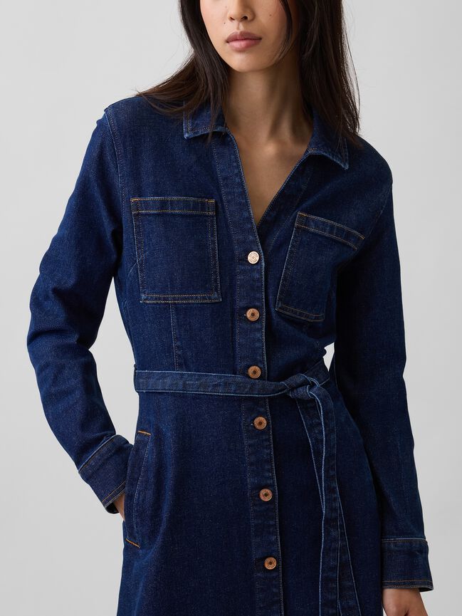 Denim Tie-Belt Midi Dress gap denim tie belt midi dress