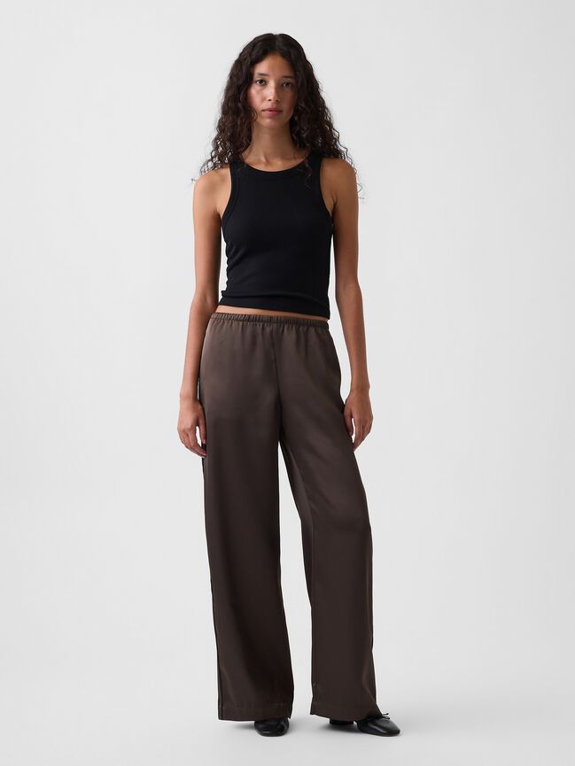 Satin Easy Wide-Leg Pants gap satin easy wide leg pants