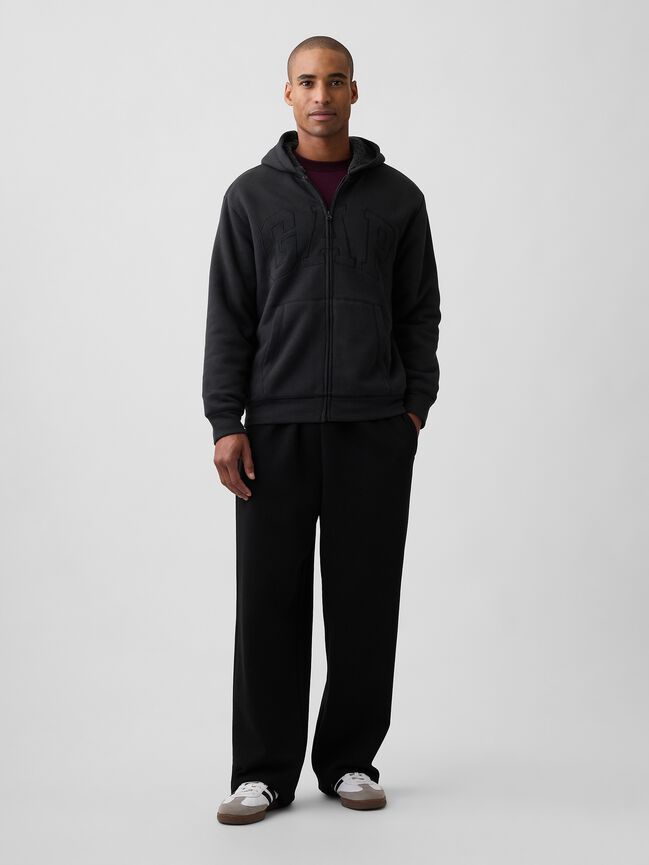 Relaxed Gap Logo Sherpa-Lined Zip Hoodie relaxed gap logo sherpa lined zip hoodie