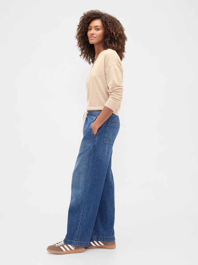 High Rise Easy Wide-Leg Jeans gap high rise easy wide leg jeans