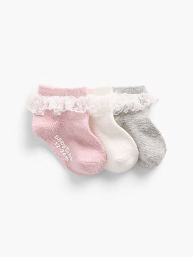 Baby & Toddler Lace Ruffle Socks (3-Pack) gap baby toddler lace ruffle socks 3 pack