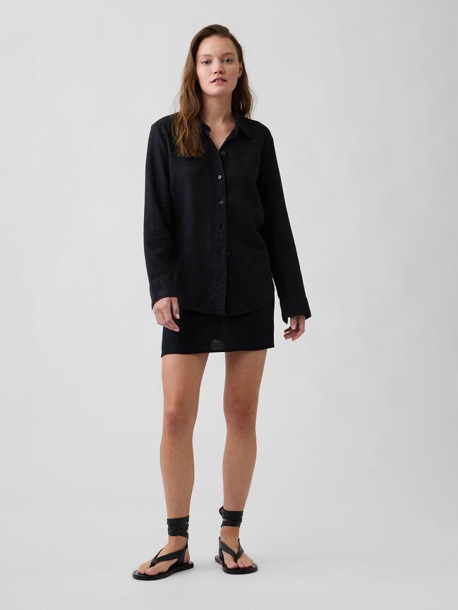 Oversized Linen-Blend Easy Shirt gap oversized linen blend easy shirt