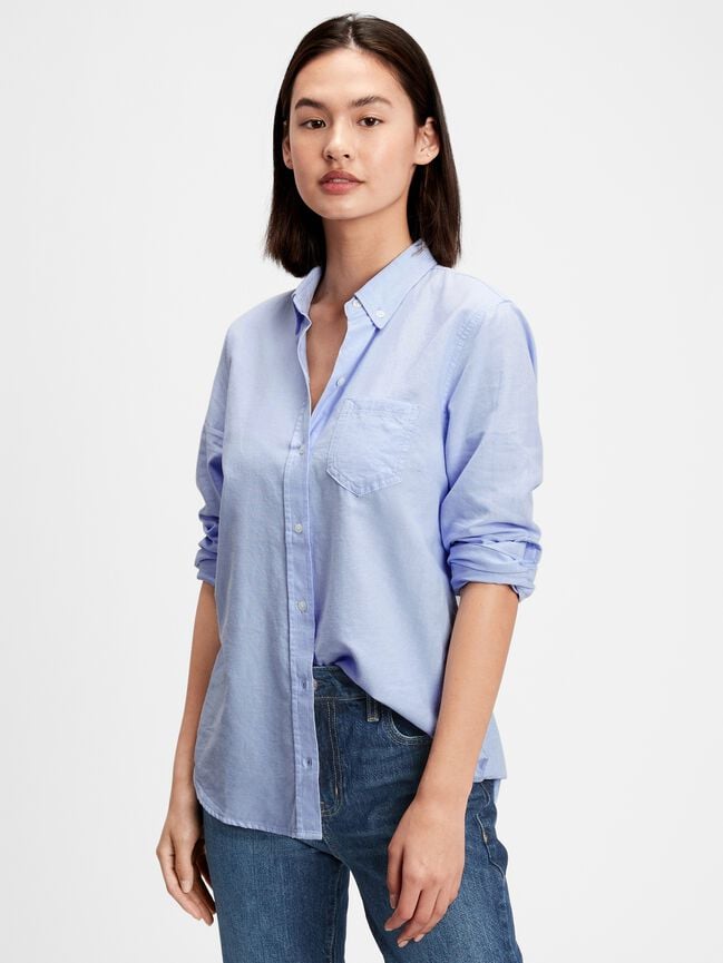 Fitted Boyfriend Shirt in Oxford gap fitted boyfriend shirt in oxford