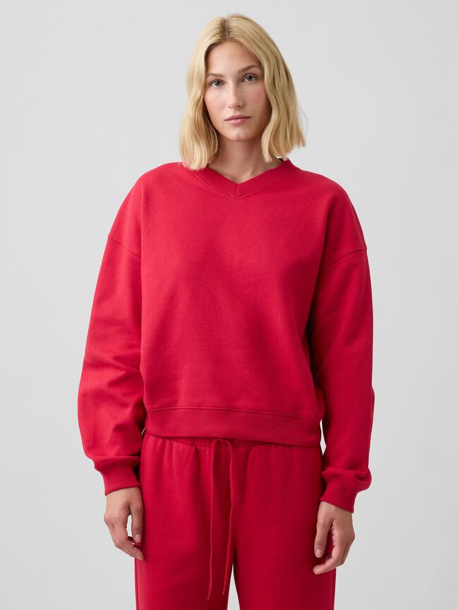 Oversized Wedge V-Neck Sweatshirt gap oversized wedge v neck sweatshirt