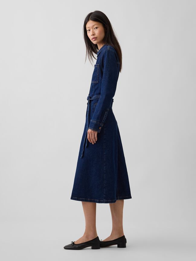 Denim Tie-Belt Midi Dress gap denim tie belt midi dress