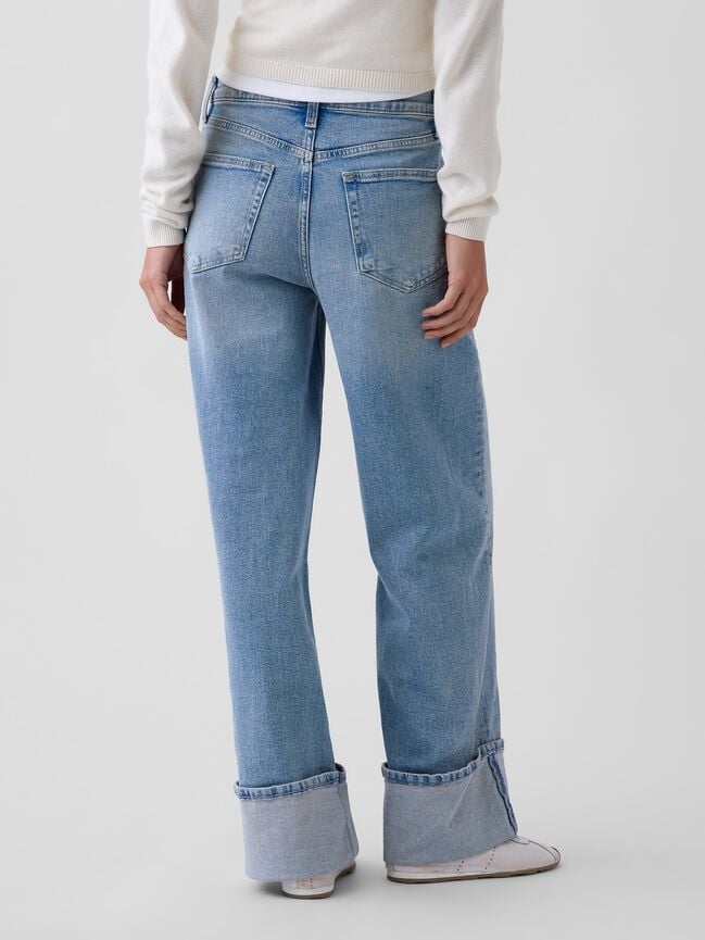 High Rise Stride Cuffed Wide-Leg Jeans gap high rise stride cuffed wide leg jeans