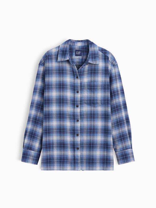 Oversized Straight-Hem Flannel Shirt gap oversized straight hem flannel shirt