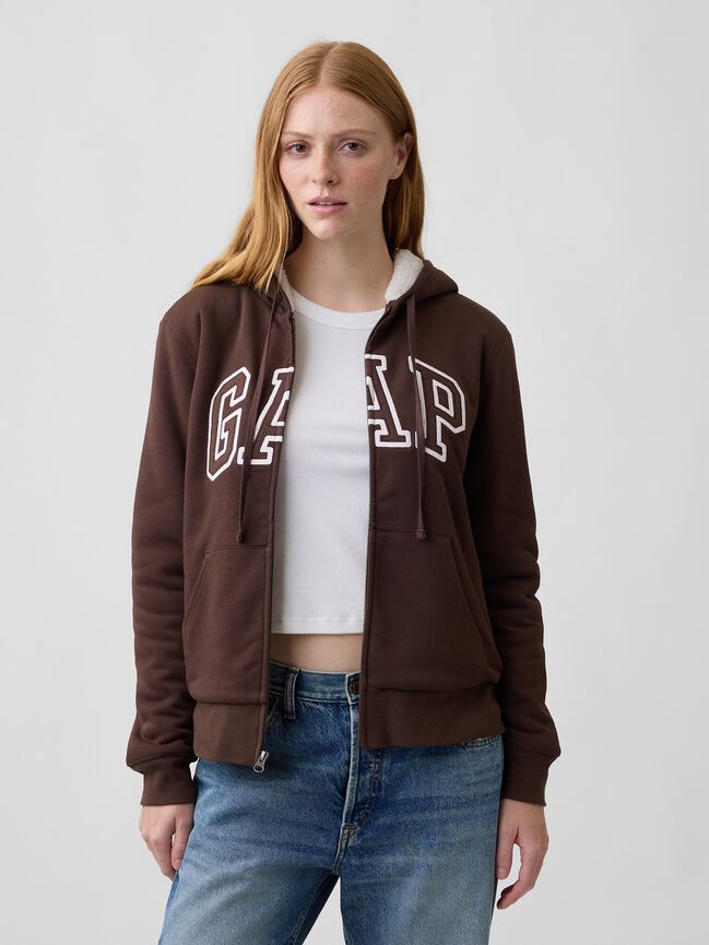Relaxed Gap Logo Sherpa-Lined Zip Hoodie relaxed gap logo sherpa lined zip hoodie