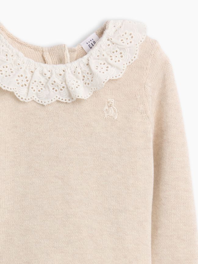 Baby Eyelet Ruffle Collar Sweater Set gap baby eyelet ruffle collar sweater set
