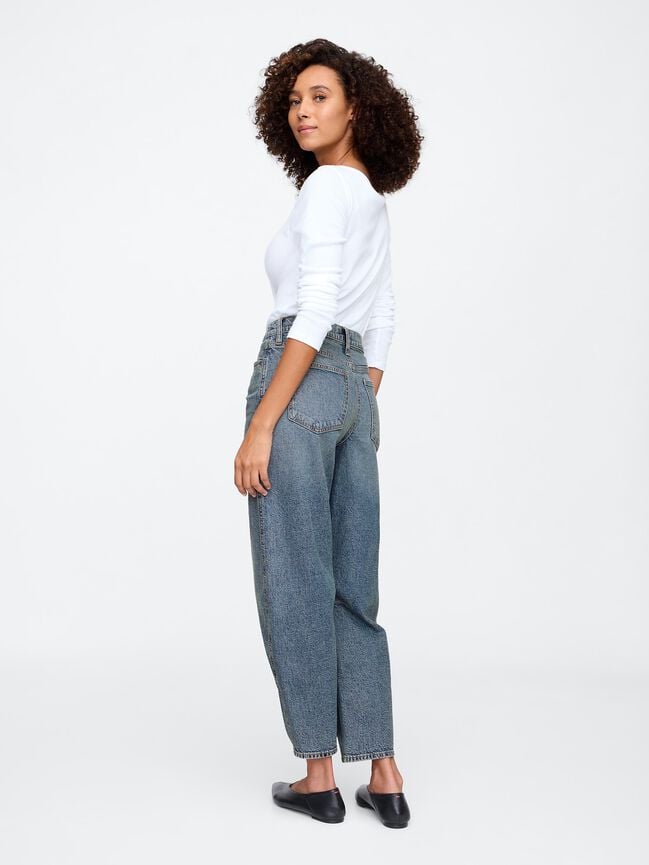 High Rise Barrel Jeans gap high rise barrel jeans