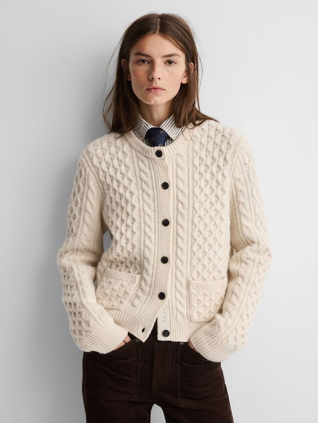 Gap × A.P.C. Wool Cable-Knit Cardigan gap a p c wool cable knit cardigan