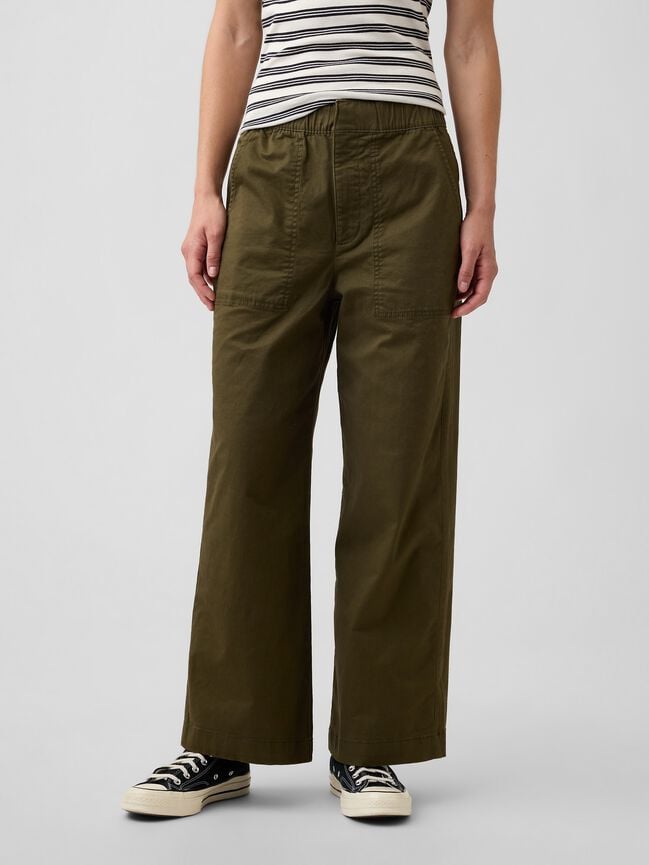 Mid Rise Wide-Leg Khakis gap mid rise wide leg khakis