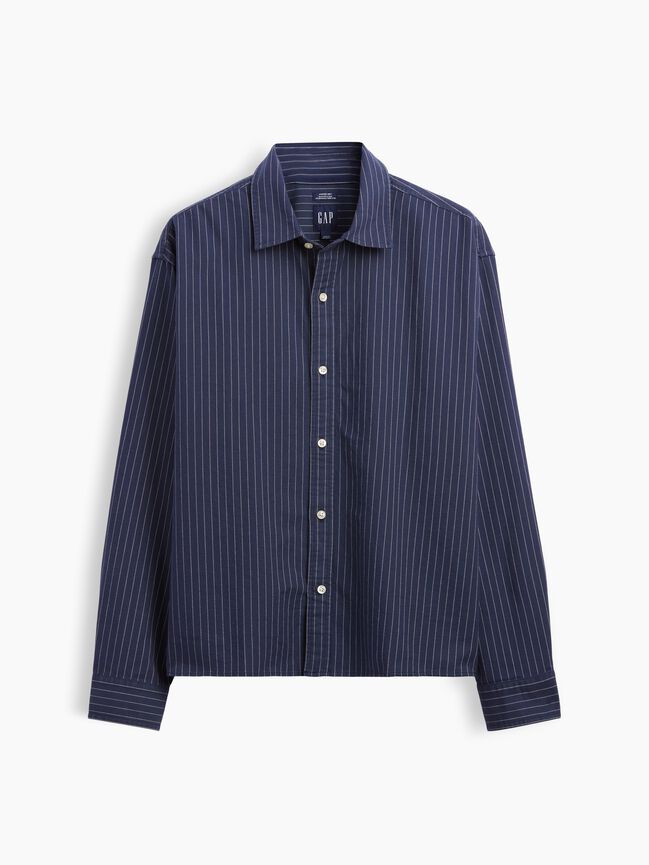 Relaxed Crop Straight-Hem Oxford Shirt gap relaxed crop straight hem oxford shirt