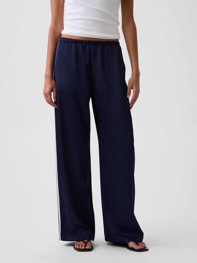 Satin Easy Wide-Leg Pants gap satin easy wide leg pants