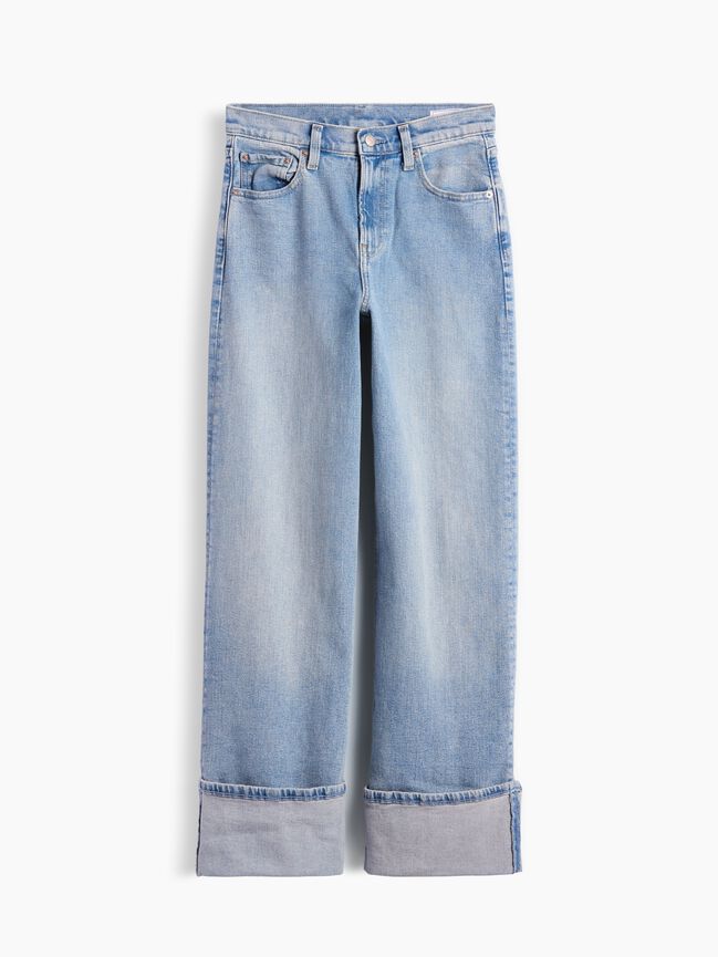 High Rise Stride Cuffed Wide-Leg Jeans gap high rise stride cuffed wide leg jeans