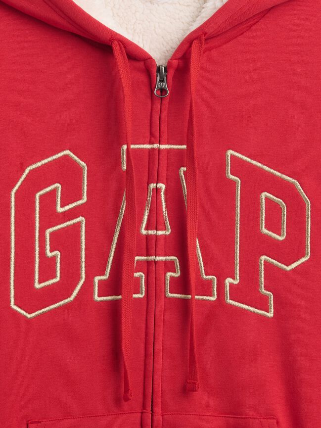 Relaxed Gap Logo Sherpa-Lined Zip Hoodie relaxed gap logo sherpa lined zip hoodie