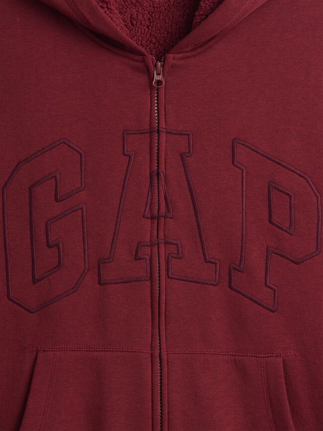 Relaxed Gap Logo Sherpa-Lined Zip Hoodie relaxed gap logo sherpa lined zip hoodie