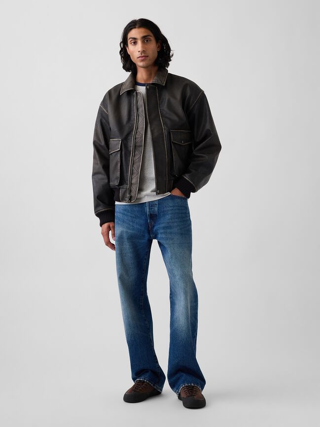 Recycled Vegan Leather Bomber Jacket gap recycled vegan leather bomber jacket