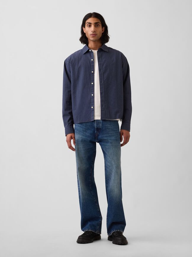 Relaxed Crop Straight-Hem Oxford Shirt gap relaxed crop straight hem oxford shirt