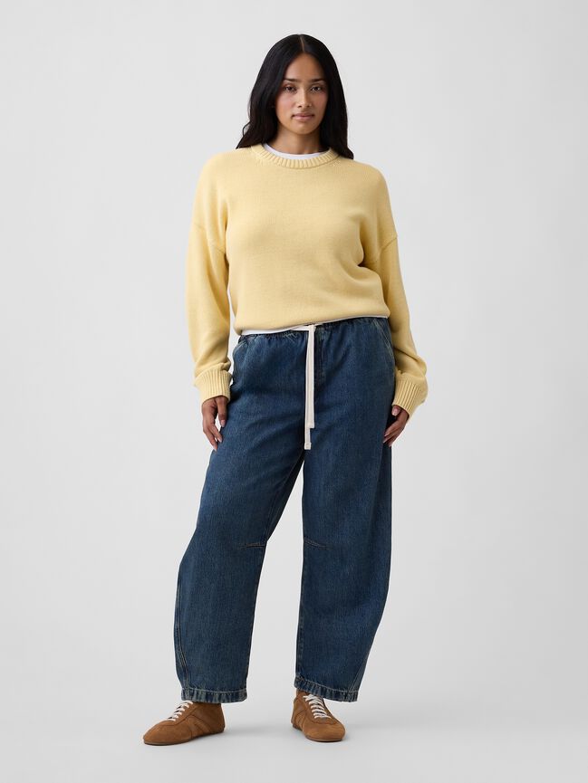 Mid Rise SuperSoft Pull-On Barrel Jeans gap mid rise supersoft pull on barrel jeans