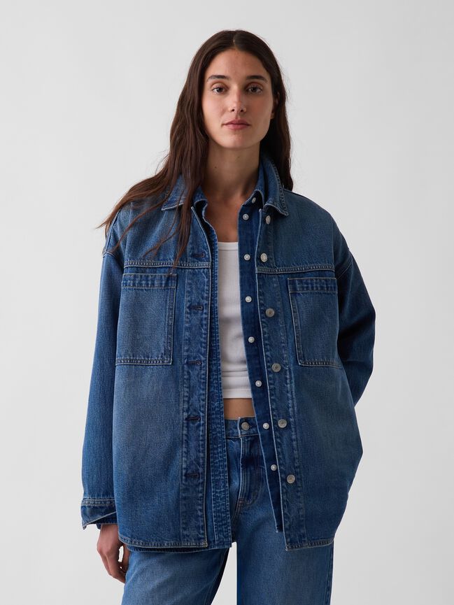 جاكيت قميص دينيم أوفرسايز gap جاكيت قميص دينيم أوفرسايز