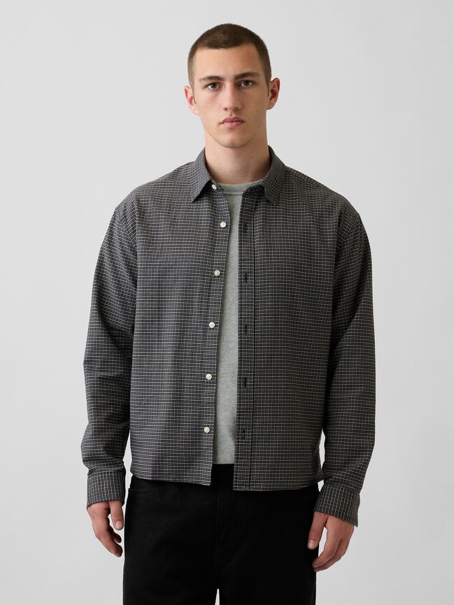 Relaxed Crop Straight-Hem Oxford Shirt gap relaxed crop straight hem oxford shirt