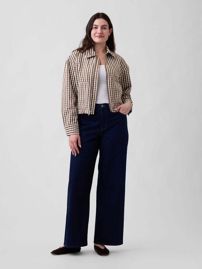 جينز بخصر متوسط وساقين واسعتين gap جينز بخصر متوسط وساقين واسعتين