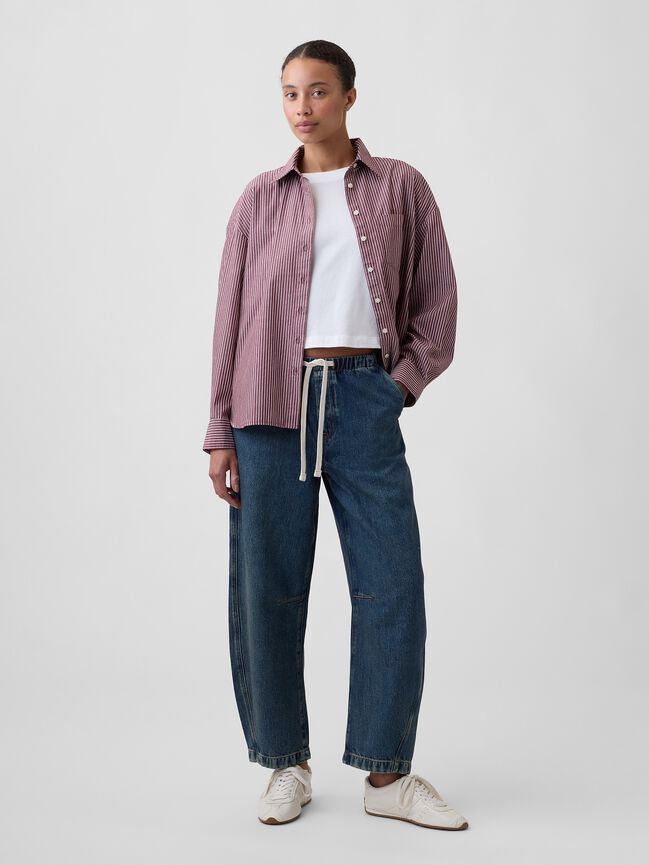 Mid Rise SuperSoft Pull-On Barrel Jeans gap mid rise supersoft pull on barrel jeans