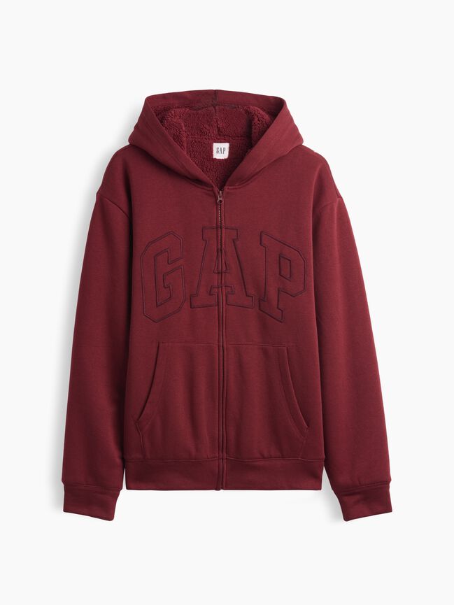 Relaxed Gap Logo Sherpa-Lined Zip Hoodie relaxed gap logo sherpa lined zip hoodie