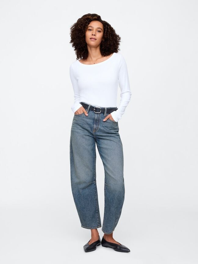 High Rise Barrel Jeans gap high rise barrel jeans